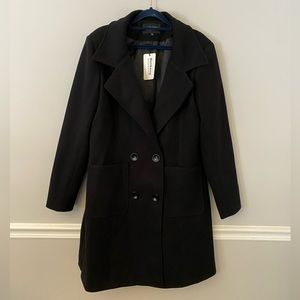 NWT fashion collection black winter trench double breasted jacket. XL